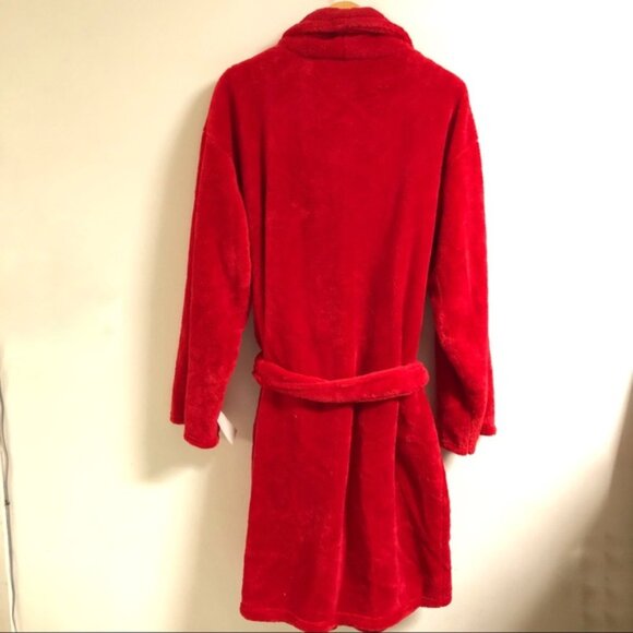 Martha Stewart Red Soft Plush Fleece Robe - Picture 2 of 6